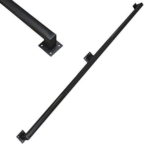 Pasamanos de escaleras cuadradas negras, 1m 1,5m 2m 3m 4m 4,5m 5m 6m Escalera Barandilla Escaleras de pared Pasamanos para interiores Escalones al aire libre Pasillo Barra de soporte de seguridad ( Si