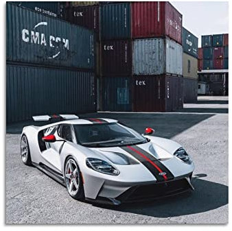 WELTS Supercar Poster für Ford GT40 Sportauto, Rennauto, dekoratives Gemälde, Leinwand, Wand- und Kunstbild, Familienzimmer, Dekoration, 40 x 40 cm