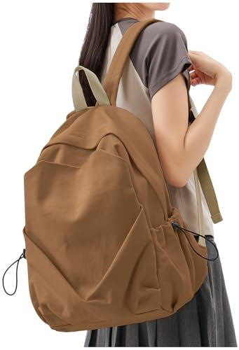 HYC00 Zaino Scuola Media e Superiore Ragazzo Zaino Università Leggero Resistente all'acqua College Casual Daypack,Zaini Scuola Cartella Adolescente Zaino PC 14 Pollici,Caramello