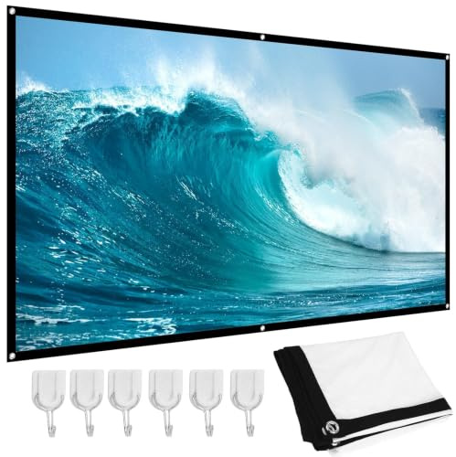 Projection Screen, 60-100inch 16:9 HD Projector Screen 3D Film Portable Screen Curtains,Double Sided Washable Outdoor Projector Screen for Home Theater, (84in)