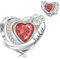 Symretie Charms Geburtsstein Juli Anhänger Charm aus 925er Sterlingsilber,Offen Gearbeiteter Herz Perlen Geburtstagsgeschenke für Frauen