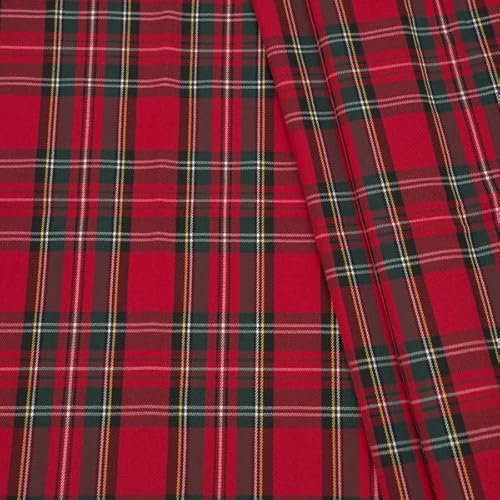STOFFKONTOR Modestoff Dekostoff Schottenkaro Stoff - Meterware, Farbe Rot-Grün - zum Nähen von Jacken, Hosen, Röcken, Deko UVM.