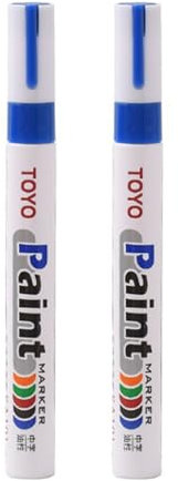 Worparsen 2 x Reifenlackstifte, Marker, Beschriftung, permanent, wasserdicht, Tintenfüllstifte, für Auto, Fahrzeug, Motorrad, Reifen-Blau