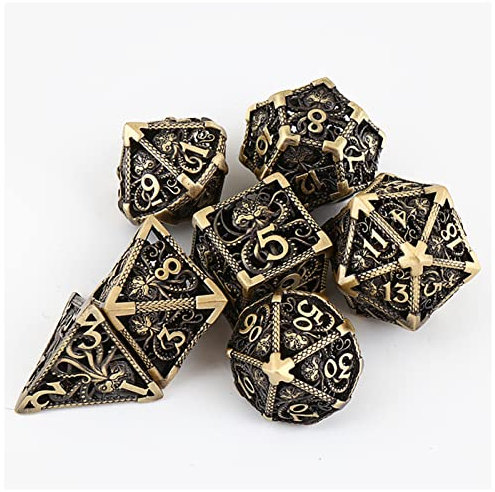 RAUGAJ Würfel 7Pcs Reines Kupfer Cthulhu Metal Dice Set Dnd Für Dungeon- Und Dragon Rollenspiele Spiele Würfel Würfel -Würfel -Set Verwendet/D