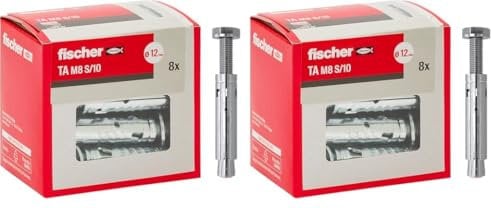 fischer - Cheville à Douille pour Fixations Lourdes TA M8 S/10 en Acier galvanisé Inoxydable, avec vis/Boite de 8 (Lot de 2)