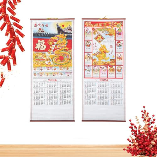 Chinesischer Wandkalender 2024 Drache, Neujahr Kalender Rolle Drachen Chinesische Tierkreis Mondkalender Zum Neujahr Gut Täglicher Wöchentlicher Monatsplaner 2024 Neujahr Heim Büro