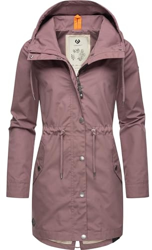 Ragwear Damen Übergangsjacke leichte Jacke lang mit Kapuze Canny Mauve24 Gr. L
