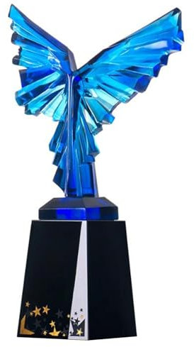 Blue Wings Dream Wings Trophy Creative Glass Crystal Trophy Outstanding Player Employee Trophy Ornaments And Gifts