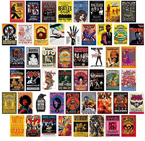 Ästhetische Bilder für Wand Collage,50 PCS Teiliges Wand Collage Set Bild für Wandcollage Kunstposter für Schlafsaal Retro Musik Wand Dekoration