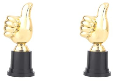 Fiorky Lot de 2 trophées d'or, trophée Thumbs Up, Prix d'encouragement du Gagnant, Mini trophées de la Victoire, Prix pour la décoration de la Maison, du Bureau, du Sport, des récompenses de