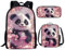 chaqlin Schulrucksack-Set für Kinder, 3-teilig, lustige Rucksäcke für + Lunchbox + Federmäppchen, Panda Tier Rosa, one size, Children's Backpack