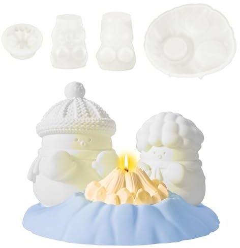 4 Stück Kerzenform Silikon, 3D Schneemann Silikonformen Gießformen Ostern, Schneemann Kerzen Gießform Ostern Set, Kerzenformen Zum Gießen Epoxidharz Formen für Kerzen, Seife, Handwerk