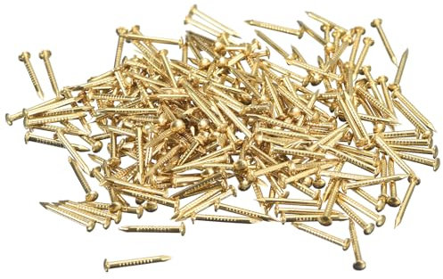 QUARKZMAN 120pcs Pequeños Clavos Dorados, 12x1.2mm(L*D) Clavos Dorados de Cabeza Redonda de Latón Clavos de Hardware para Madera Muebles Manualidades Bricolaje Marco de Fotos, Tono de Latón