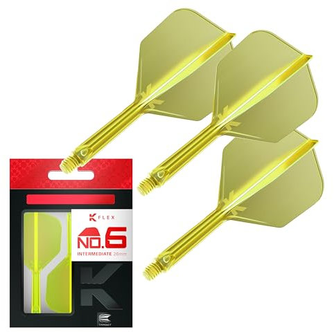 Target Darts K Flex Integrated Dart Flights and Shafts, Nr. 6 Gelb (Intermediate) | 3er Pack K-Flex - No6, Kflex All In One Moulded Dart Flight & Stem | Professionelles Dart Zubehör