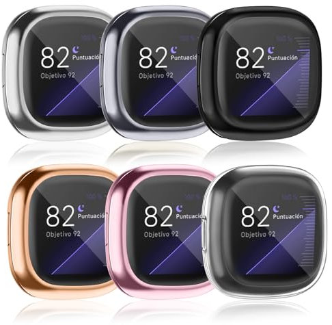 AK Hülle für Fitbit Versa 3/Fitbit Sense Schutzhülle Schutzfolie [6 Stück], Weich TPU Vollständige Abdeckung Ersatzhülle kompatibel mit Fitbit Sense/Fitbit Versa 3 Smartwatch Zubehör Displayschutz