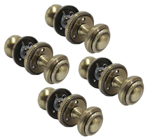 Antique Round Door Knob Set Including Tubular Latch - Georgian Style Sprung Internal & External Door Knobs for Mortice Locks & Tubular latches. Sets (4 Pair of Georgian MORTICE KNOBS)