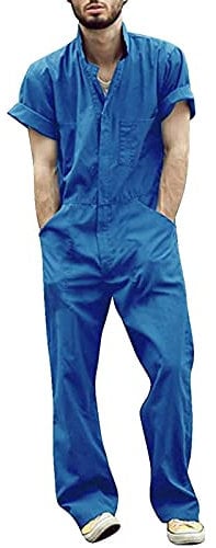 TDEOK Herren Arbeitsoverall Mechanisch Jumpsuit Overall Mit Vielen Taschen Maleroverall Arbeitskleidung Für Handwerker Freizeitanzug Herren Sommer Kurz Für Handwerker, Maurer, Dachdecker, Schreiner