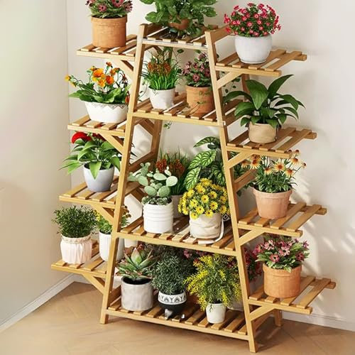 Étagère multifonction en bambou à 12 niveaux pour plantes en pot pour intérieur ou extérieur