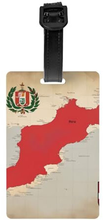 Gepäckanhänger mit Peru-Flagge, PVC-Reiseanhänger, mit abnehmbarem Armband, für Gepäck, Taschen und mehr