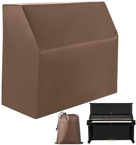 Upright Piano Cover, Piano Full Cover Dustproof Waterproof, Silver-coated Oxford Fabric Piano Protective, Block Sunlight, Moisture, Dust (Coffee)