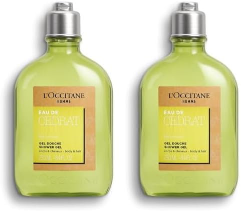 L'OCCITANE Homme Eau de Cedrat 2 in 1 Shampoo & Shower Gel 250 ml | Zesty & Fresh Scent | Vegan & 99% Readily Biodegradable | Luxury & Clean Beauty Men's Hair & Body Wash for All Hair & Skin Types