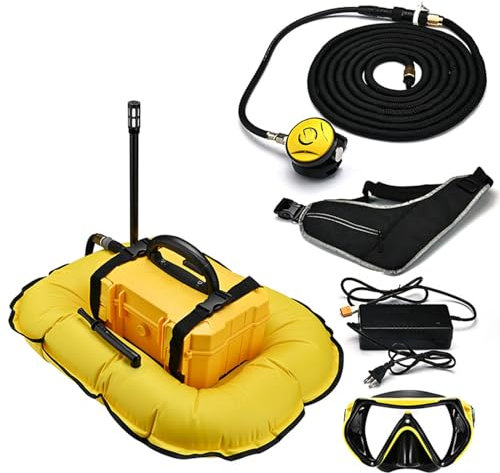 Système de plongée sous-marine, bouteille de plongée rechargeable 3/5,5 h avec tuyau amovible et régulateur de respiration, explorez des profondeurs de 10/15 m pour la plongée récréative,Yellow-D4000