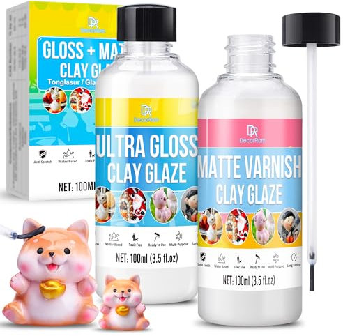 Barniz para Arcilla de Secado al Aire 200ml - Sellador Cerámico Protector Impermeable Antigrietas - Ideal para Arcilla Polimérica, Cerámica, Porcelana y Manualidades (Brillante y Mate)