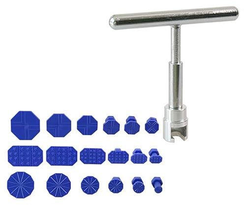 LUMOOM Kit di riparazione per ammaccature, 19 pezzi, strumento per la riparazione di ammaccature, senza vernice, con pulitore a T Bar e 18 ventose, kit di rimozione dei denti paintless