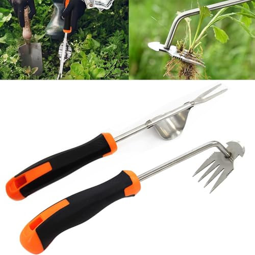 ZDQC 2 Stück Gartenarbeit Hand Unkrautstecher,Gartenwerkzeug Unkraut Entferner Gerät,Entwurzelungswerkzeug Unkrautjäter,Unkrautstecher Edelstahl,Unkrautzieher,Unkrautjäter,Unkrautmesser