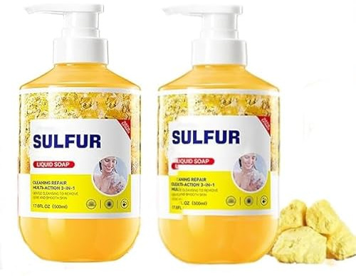 Sulfur Body Wash, Cleaning Repair Multi-Action Cleanser and Shower Gel 3-in-1, Clear & Moisturizes Skin,500ml Clean Refreshing Soothes Gentle Daily Body Clean for Women and Men (2)