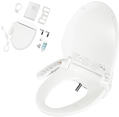 Smart Bidet Toilettensitz mit Edelstahl-Düse & Beheizter Sitz – Intelligenter WC-Sitz mit Selbstreinigender Düse, Automatischem Deckel, Stufenloser Temperaturregelung (Wasser/Sitz), Warmlufttrockner