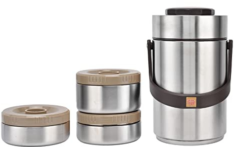 Rankomu 2.3L Thermobehälter für Essen, 3-lagig 304 Edelstahl Vakuum-isoliert Thermo Lunchbox, Essen Warmhaltebehälter für Arbeit, Reisen, Picknick & Camping (Stahl)