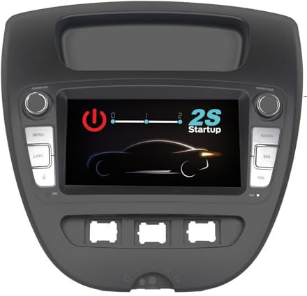 YZKONG Autoradio Linux pour Peugeot 107, Citroën C1, Toyota Aygo - CarPlay sans Fil/Android Auto, Bluetooth, FM/AM/RDS, USB HiFi 100W