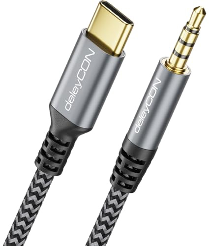 deleyCON 1,5m USB-C auf 3,5mm Audio AUX Kabel Adapter