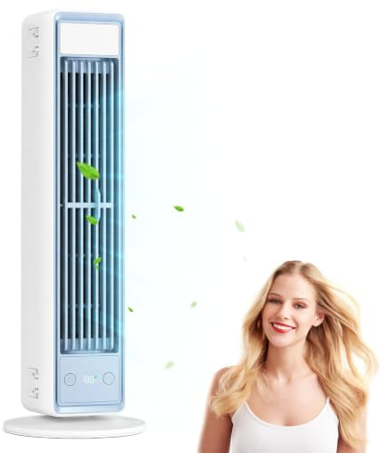 Climatiseur portable, refroidisseur d'air mobile silencieux à 3 vitesses, ventilateur sans pales économe en énergie, mini-climatiseur pour chambre, bureau et maison, blanc