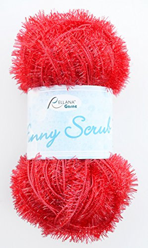 Rellana Funny Scrub Fb. 3 - rot, tolles Garn zum Schwämme häkeln oder stricken, lustige Spülschwämme häkeln