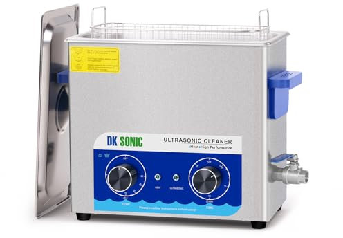 DK SONIC 6L 180W Sonic Cleaner, Commercial Ultrasonic Cleaner with Heater Basket for Jewelry,Denture,Coins,Metal Parts,Carburetor,Fuel Injector,Record,Circuit Board,Brass etc(6L,220V)