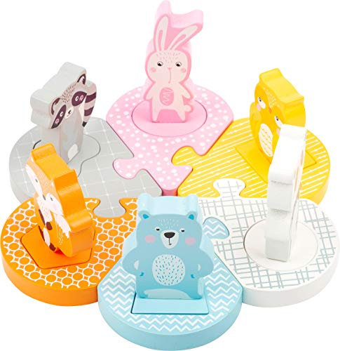 small foot Steckpuzzle Pastell, Motorikspielzeug, mit 6 abnehmbaren Tierfiguren, ab 2 Jahren, 11472