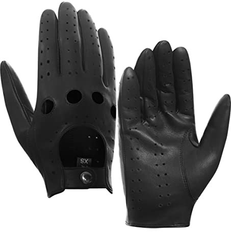 Harssidanzar Herren Autohandschuhe Lederhandschuhe Unliniert GM026D,Schwarz,größe S