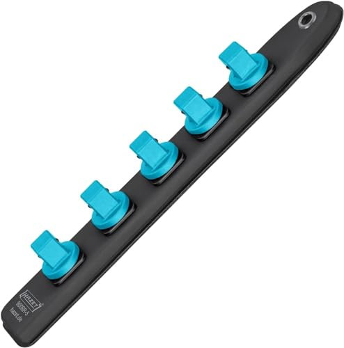HAZET Steckleiste 900-SR/5 I magnetische Unterseite mit 5 Steckplätzen und robuster Drehverriegelung, Antrieb: Vierkant 12,5 mm (1/2 Zoll) I flexible Kunststoff-Steckleiste für Steckschlüssel