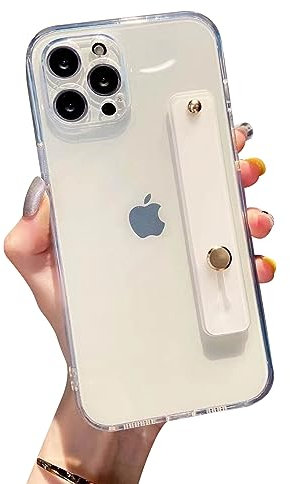 ELTIIGO Designed for 6.1-inch iPhone 13 Pro Case with Strap Holder Stand - Slim Soft Clear Full Body Protective Cover with Adjustable Finger Loop Hand Strap for Women Girls, Clear
