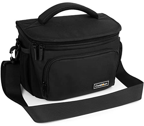 Cwatcun Compact Camera Bag Single Shoulder Crossbody Bag Camera Case Compatible for Canon Nikon Sony SLR DSLR Mirrorless Cameras and Lenses Water Resistant Camera Bag(Medium,Black )