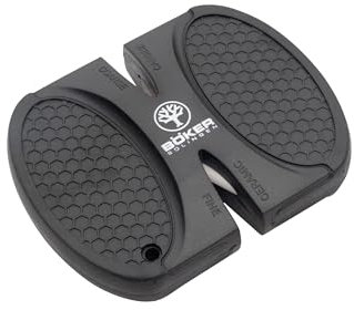 BÖKER SOLINGEN® Taschen-Schärfer - Mini V Messer-Schärfer für Outdoor & Survival - 2 stufiger EDC Klingen-Schärfer zum Durchziehen - Profi Messer Schleifer mit Hartmetall- & Keramik-Stäben