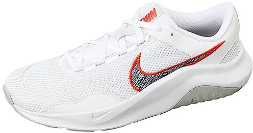 Nike W Legend Essential 3 Nn Damen-Laufschuh, Weiß/Schwarz/Foto, Staub-Pikant-Rot, 5 UK (7.5 US)