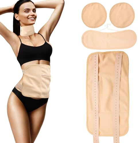 4St Rizinusöl Packung für Bauch, Hals und Brust, Bequeme Wiederverwendbare Rizinusölpackung Castor Oil Pack Massagegürtel Rizinusöl zur Linderung von Müdigkeit (Khaki)