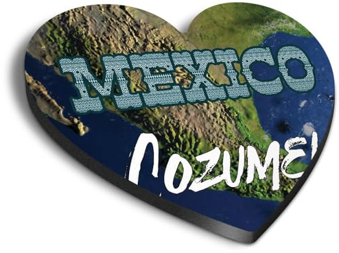 1x Heart MDF Magnet 6cm - Cozumel Island Mexico Map - Fridge Locker Office Whiteboard Toolbox #60398