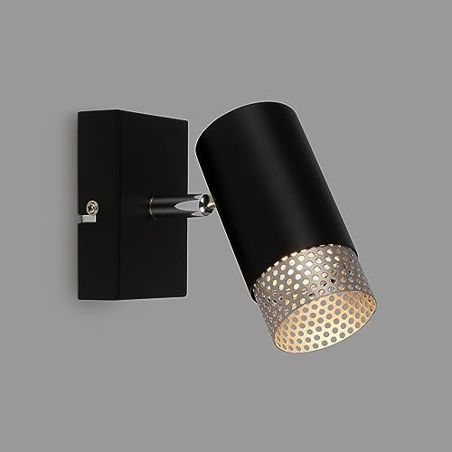 BRILONER – Leselampe, Wandleuchte Innen, Lampe, Lampenschirm Gitter, Wandlampe Innen, Schwenkbar, Wohnzimmerlampe, Schwarz-Chrom