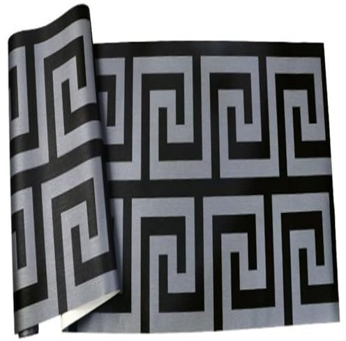 Retro Greek Key Wallpaper Geometric Pattern Wallpaper Non-Woven TV Background Bedroom Hotel Wall Decoration Roll0.53m*10m (0.53m*10m,style3)