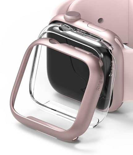 Ringke Slim Case [2 Stück] Kompatibel mit Apple Watch Series 9/8/7 (45mm) Hülle Schlanke und Leichte PC Schützhülle - Clear & Pink