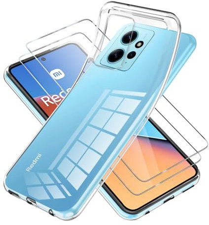 Vauki Coque pour Xiaomi Redmi 12 avec 2 Pièces Protection Écran en Verre Trempé, Transparente Souple TPU Silicone Housse de Protection Antichoc - pour Xiaomi 12 6.79 Pouces